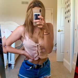 blush tied crop top from LA Hearts!